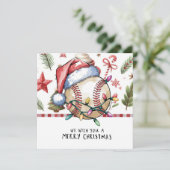 Baseball kerst feestdagenkaart (Staand voorkant)