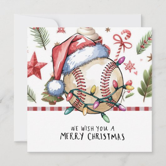 Baseball kerst feestdagenkaart (Voorkant)