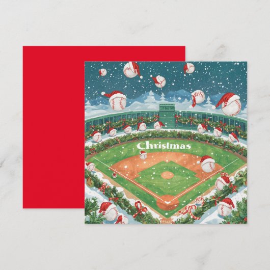 Baseball kerst feestdagenkaart (Voorkant / Achterkant)