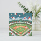 Baseball kerst feestdagenkaart (Staand voorkant)