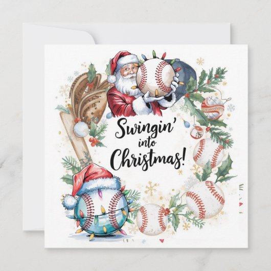 Baseball kerst feestdagenkaart (Voorkant)