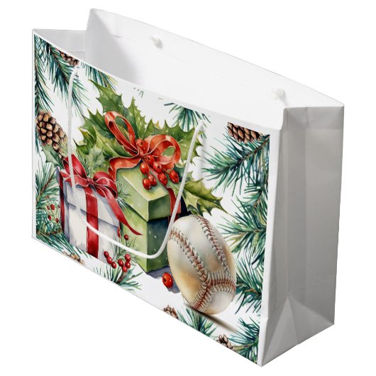 Baseball kerst groot cadeauzakje (Voorkant Gekanteld)