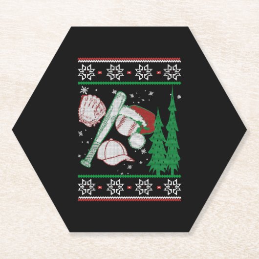 Baseball kerst kartonnen onderzetters (Voorkant)