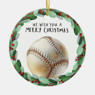Baseball kerst keramisch ornament