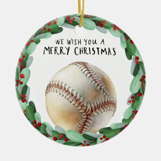 Baseball kerst keramisch ornament (Voorkant)