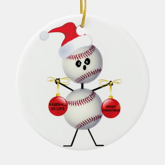 Baseball kerst keramisch ornament (Voorkant)