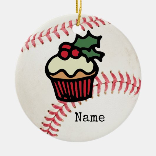 Baseball kerst keramisch ornament (Voorkant)