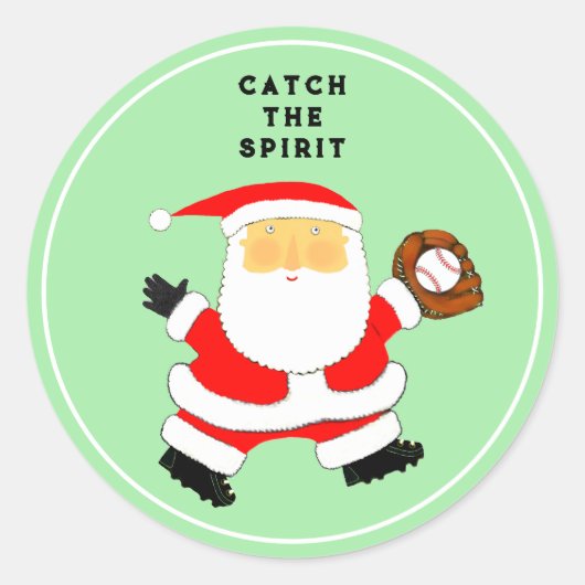 Baseball Kerst Klassieker Ronde Sticker (Voorkant)
