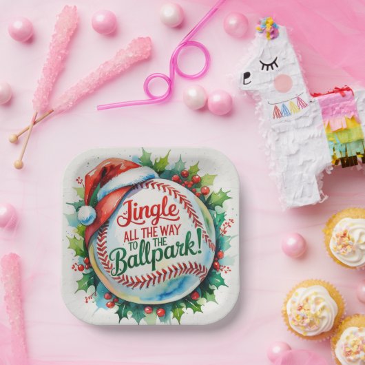 Baseball kerst papieren bordje (Feest)