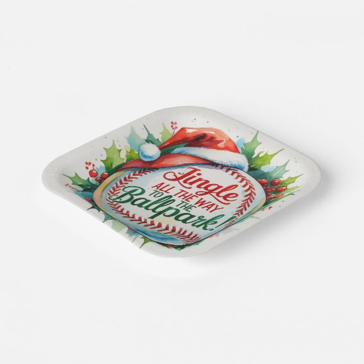 Baseball kerst papieren bordje (Gebogen)
