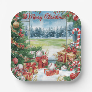 Baseball kerst papieren bordje