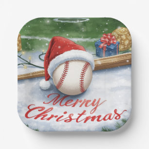 Baseball kerst papieren bordje