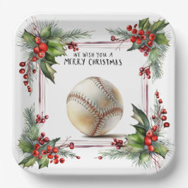Baseball kerst papieren bordje