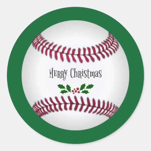 Baseball kerst ronde sticker (Voorkant)