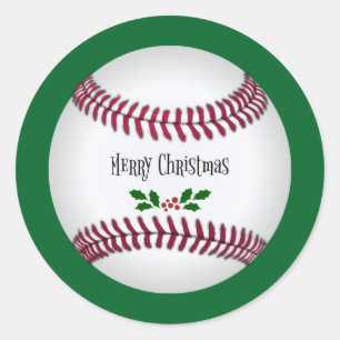 Baseball kerst ronde sticker