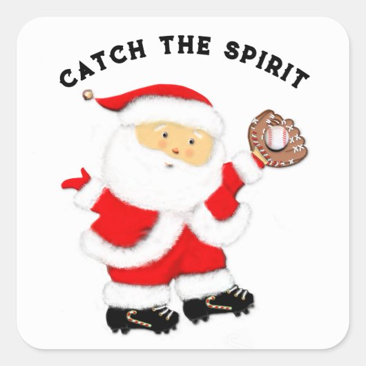 Baseball kerst vierkante sticker (Voorkant)