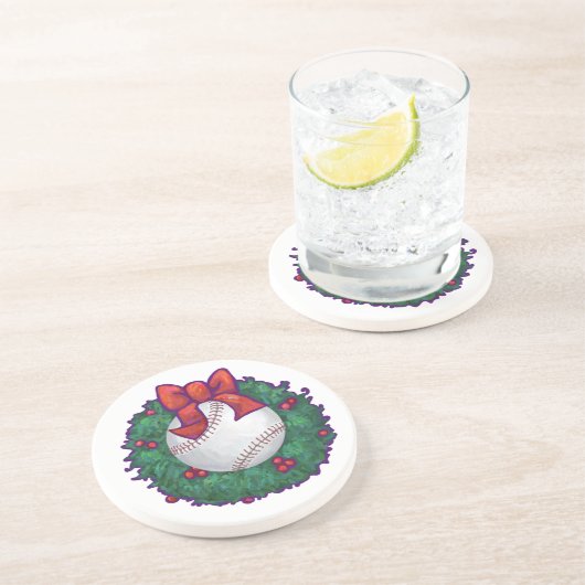 Baseball kerst zandsteen onderzetter (Zijkant)