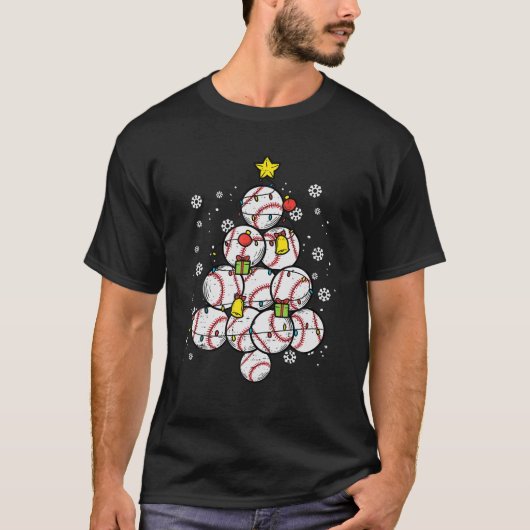 Baseball-kerstboom — Mannen voor de sporters T-shirt (Voorkant)
