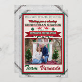 Baseball-kerstfotokaart Feestdagenkaart (Voorkant / Achterkant)