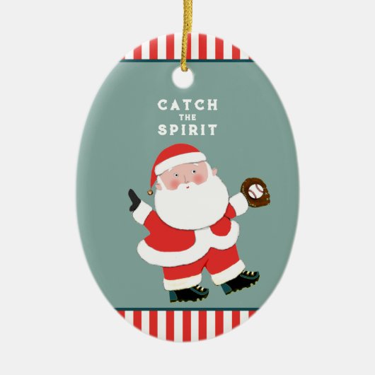 Baseball Kerstmis Keepomwille Keramisch Ornament (Voorkant)