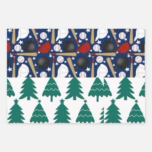 Baseball Kerstmis thema met Sinterklaas Inpakpapier Vel (Voorkant 3)
