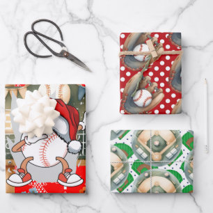 Baseball Kerstmis thema met Snowman Inpakpapier Vel