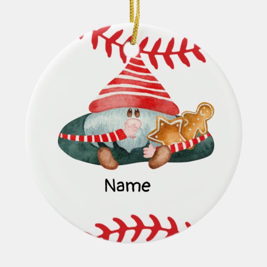 Baseball Kerstmis thema voor de speler Keramisch Ornament (Voorkant)