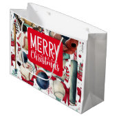 Baseball Kerstmis thema voor speler Groot Cadeauzakje (Voorkant Gekanteld)