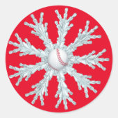 Baseball-kerstsnowflak Ronde Sticker (Voorkant)