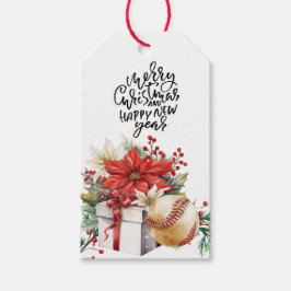 Baseball kerstthema cadeaulabel