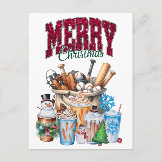 Baseball kerstthema feestdagenkaart (Voorkant)
