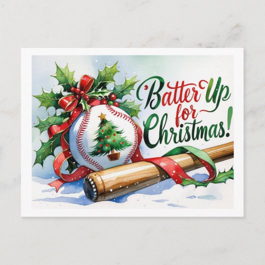 Baseball kerstthema feestdagenkaart (Voorkant)