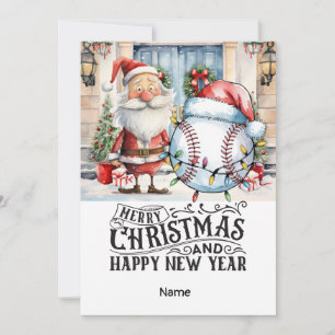 Baseball kerstthema feestdagenkaart