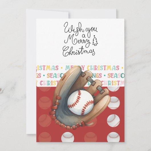 Baseball kerstthema feestdagenkaart (Voorkant)