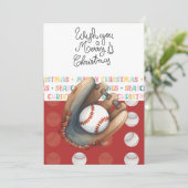 Baseball kerstthema feestdagenkaart (Staand voorkant)