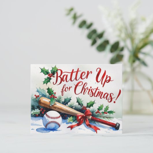Baseball kerstthema feestdagenkaart (Staand voorkant)