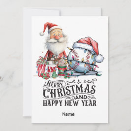 Baseball kerstthema feestdagenkaart