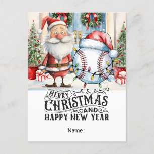 Baseball kerstthema feestdagenkaart