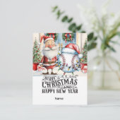 Baseball kerstthema feestdagenkaart (Staand voorkant)