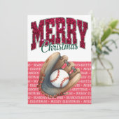 Baseball kerstthema feestdagenkaart (Staand voorkant)