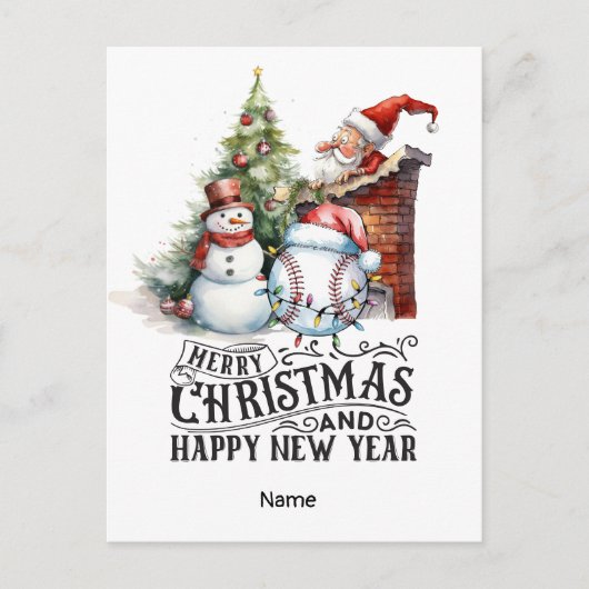 Baseball kerstthema feestdagenkaart (Voorkant)