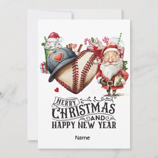 Baseball kerstthema feestdagenkaart (Voorkant)