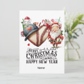Baseball kerstthema feestdagenkaart (Staand voorkant)