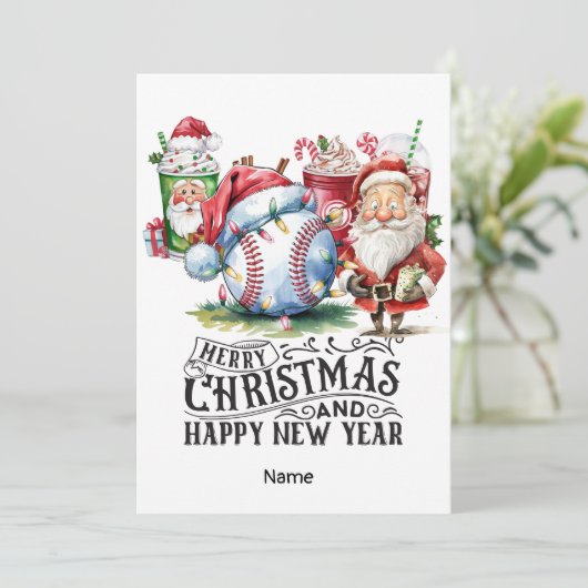 Baseball kerstthema feestdagenkaart (Staand voorkant)