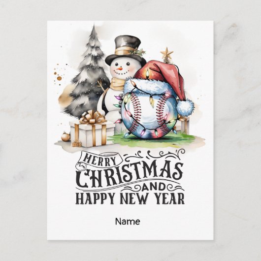 Baseball kerstthema feestdagenkaart (Voorkant)