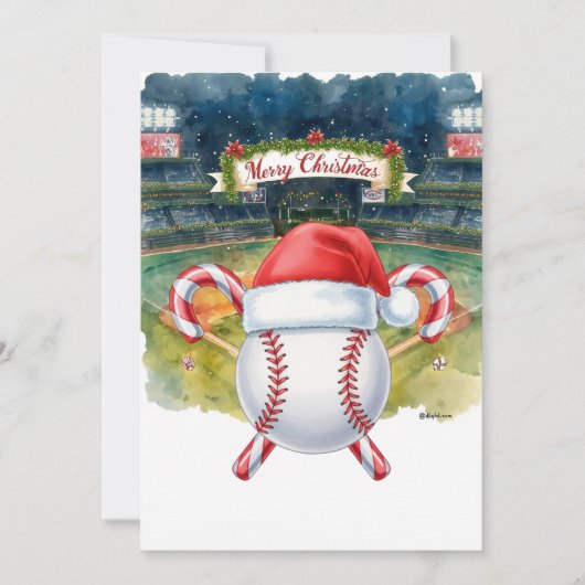 Baseball kerstthema in het stadion feestdagenkaart (Voorkant)