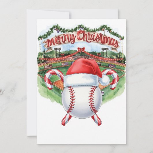 Baseball kerstthema in het stadion feestdagenkaart (Voorkant)