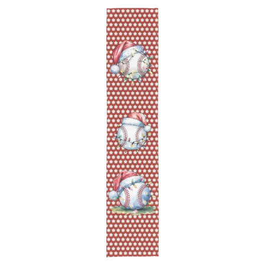 Baseball kerstthema korte tafelloper (Voorkant)