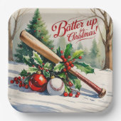 Baseball kerstthema papieren bordje (Voorkant)
