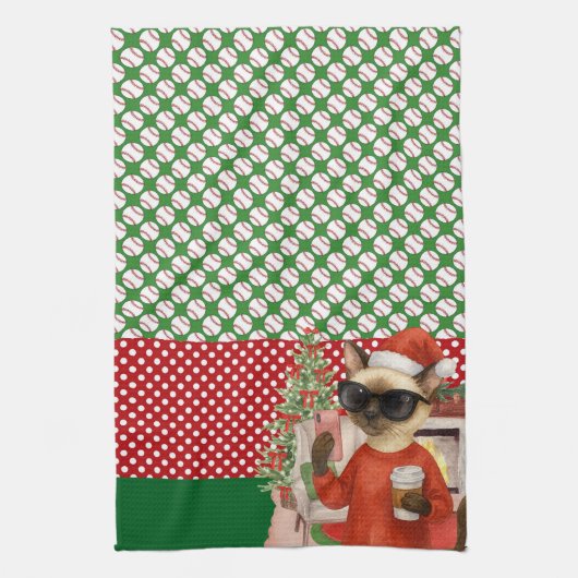 Baseball kerstthema theedoek (Verticaal)